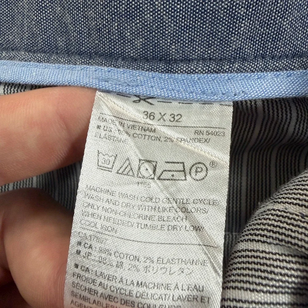 Banana Republic Mens 36x32 Slim Fit Blue Herringbone Stretch Chino Pants Casual
